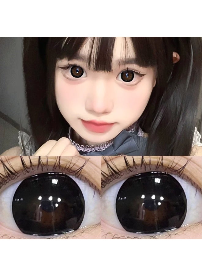 Freshlady Black Colored Contact Lenses 14.50mm 2 Pcs – Soft Comfortable Yearly Lenses, Natural Big Eye Effect, Stylish Mixed-Race Look, Daily Wear & Party - Image 2